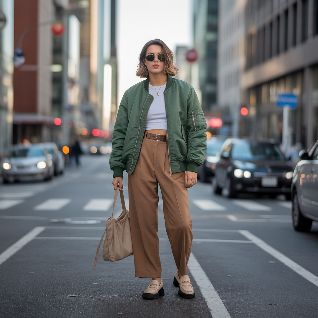 Bomber Jacket and High-Waist Pants
