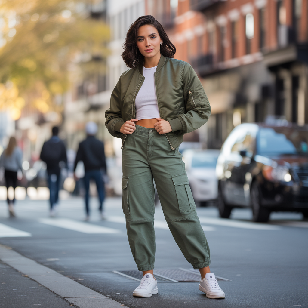 20 Ideas for Cozy and Stylish Trending Fall Outfits to Try Now 9 Cargo Pants with Cropped Jackets