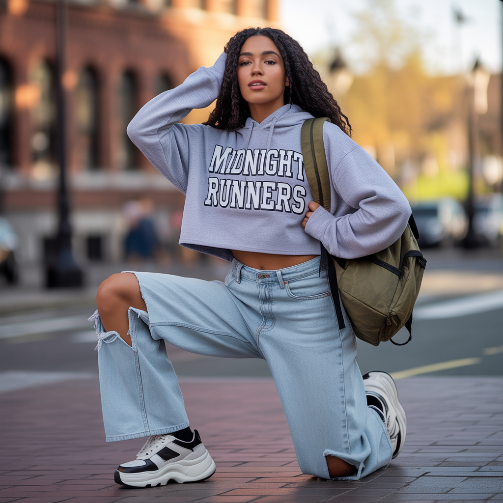 Cropped Hoodie and Baggy Jeans
