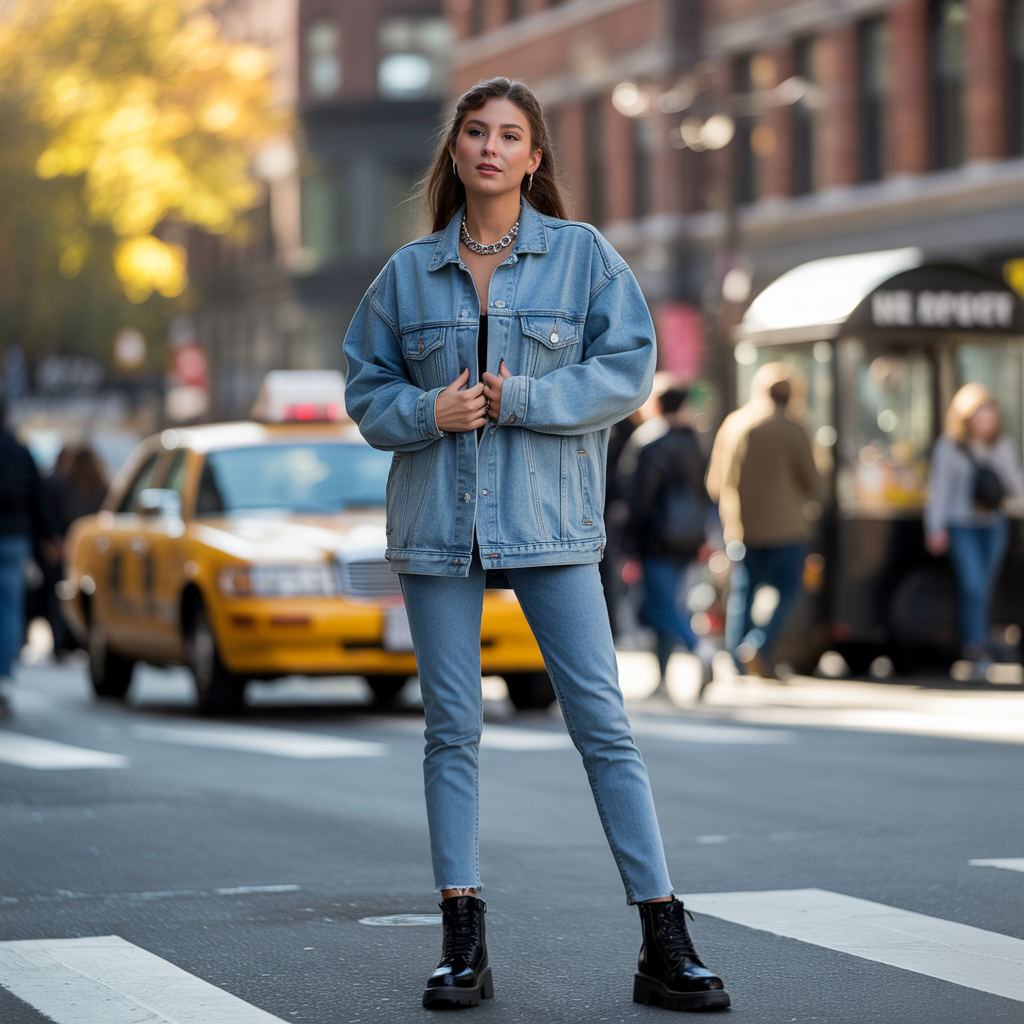 20 Ideas for Cozy and Stylish Trending Fall Outfits to Try Now 18 Double Denim with Modern Cuts