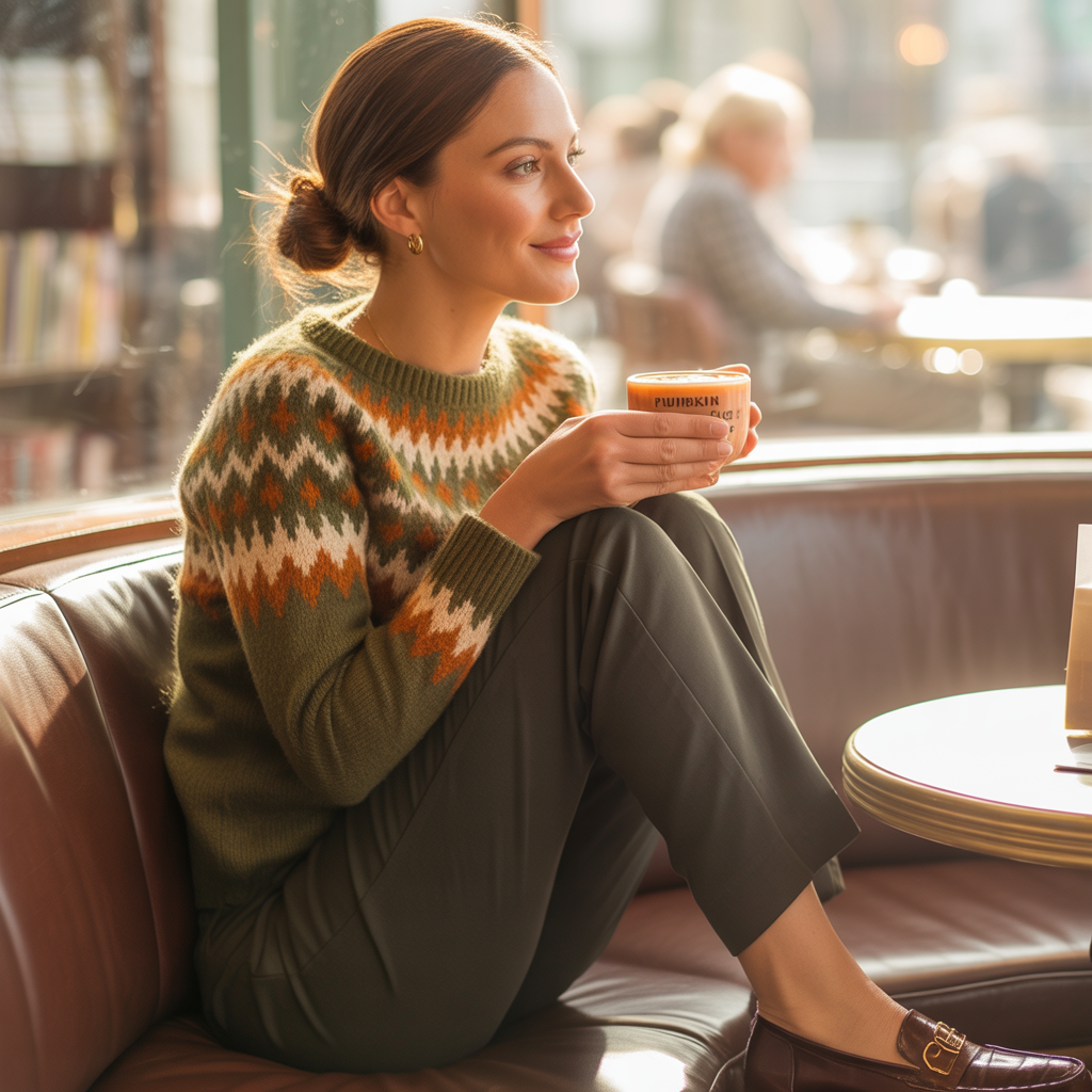 Fair Isle Sweaters with Slim Trousers
