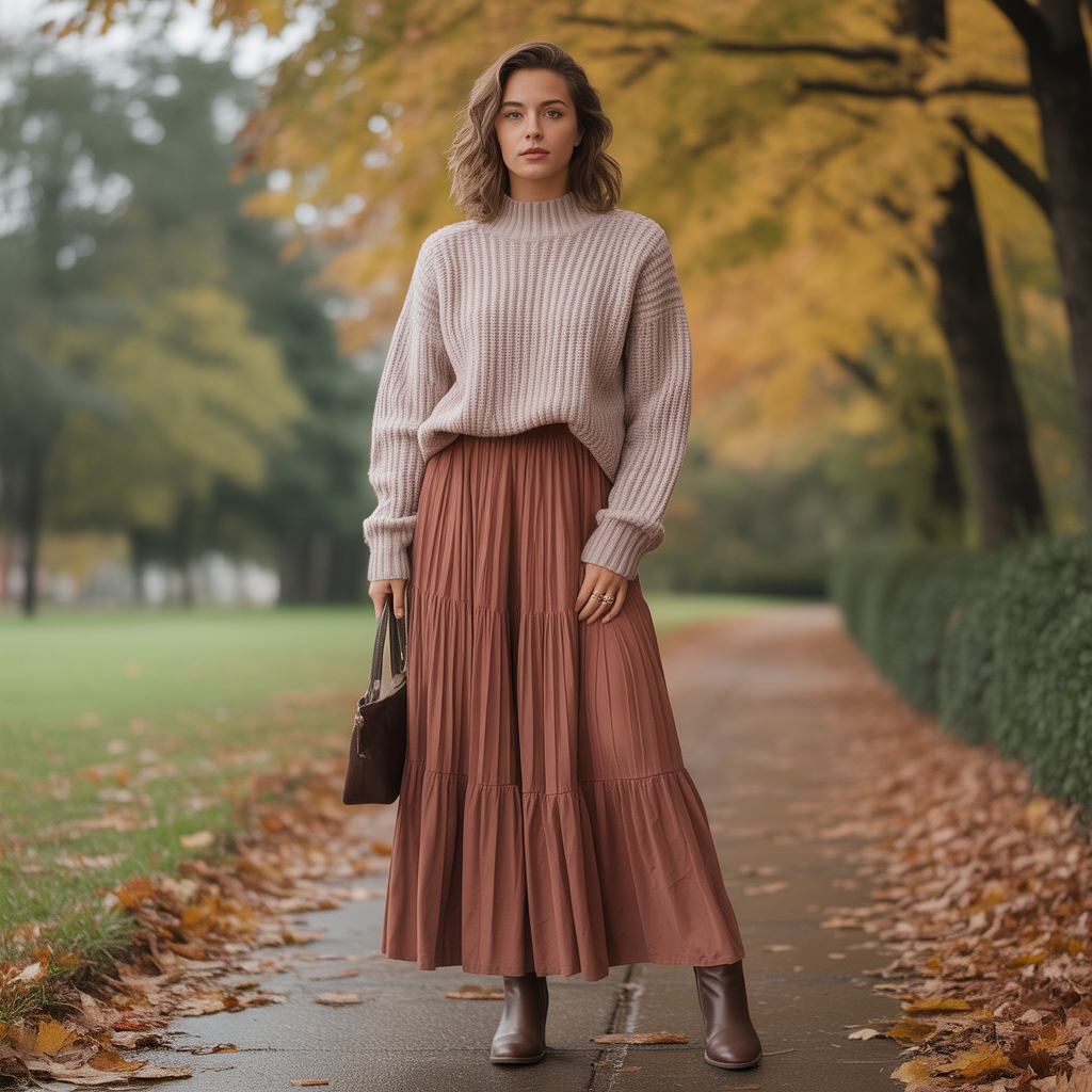 Maxi Skirt with Chunky Sweater