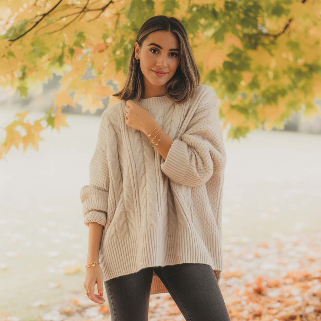 20 Ideas for Aesthetic Fall Outfits to Stay Cozy and Stylish 1 Oversized Knit Sweaters