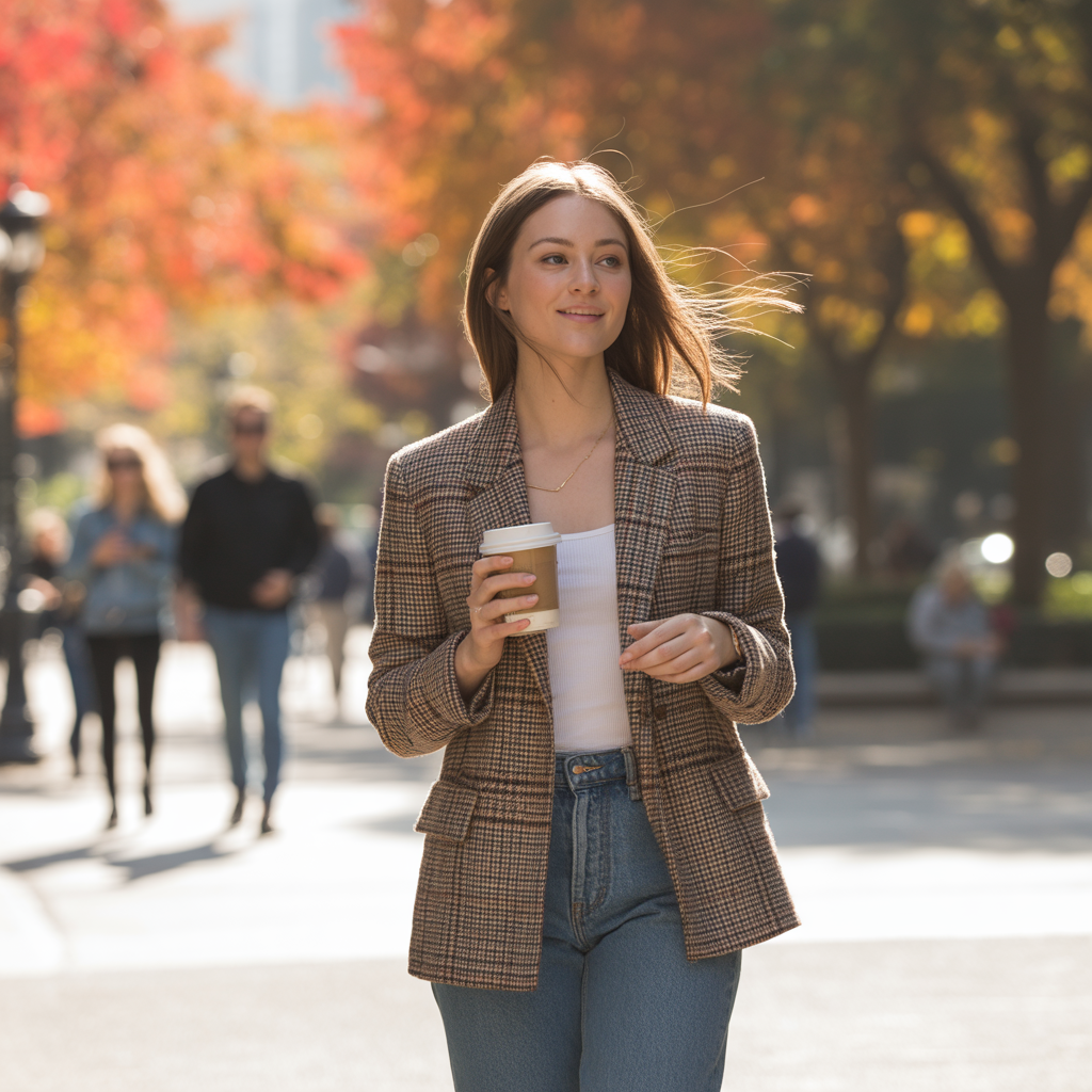 20 Ideas for Cozy and Stylish Trending Fall Outfits to Try Now 4 Plaid Blazers with Denim