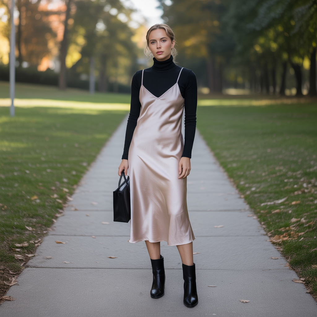 Turtleneck Under a Slip Dress