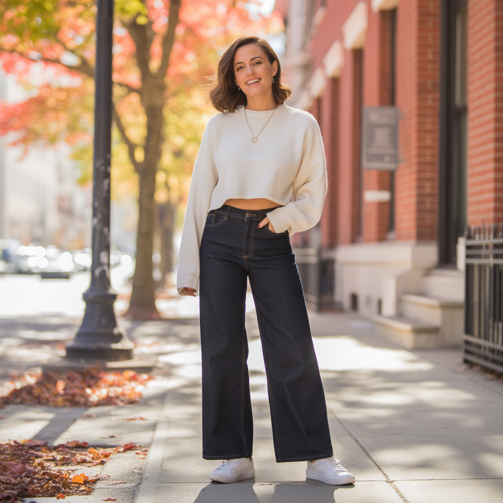 20 Ideas for Aesthetic Fall Outfits to Stay Cozy and Stylish 18 Wide-Leg Jeans