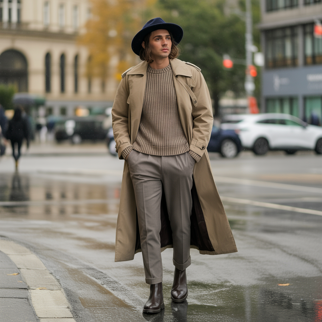 Plaid Skirt with Chunky Sweater