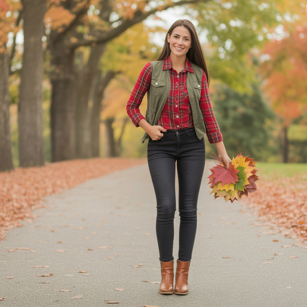 Early Fall Outfits Guide: From Summer to Autumn 4 Plaid Shirt With Skinny Jeans