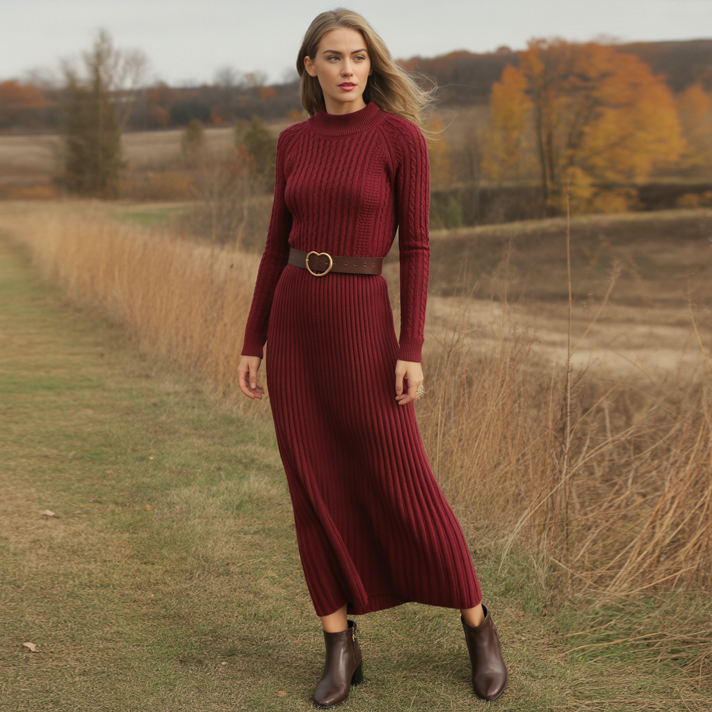 Knit Maxi Dresses with Belted Waists
