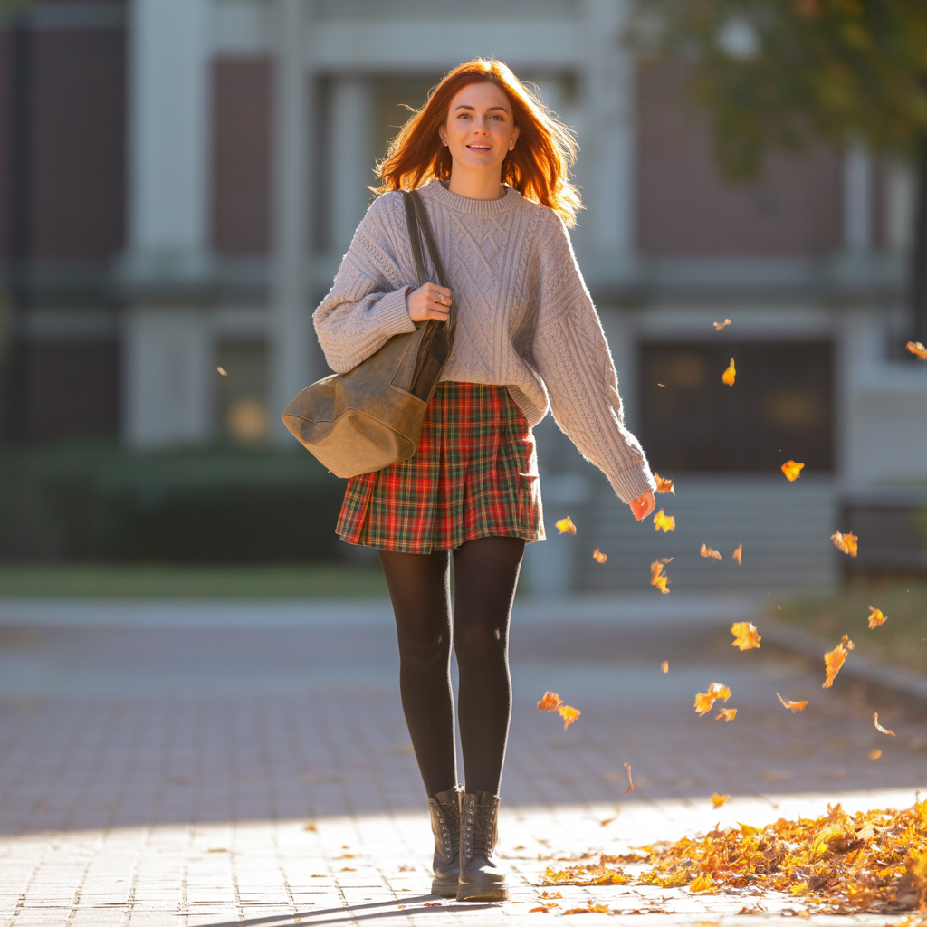 Plaid Skirts with Tights