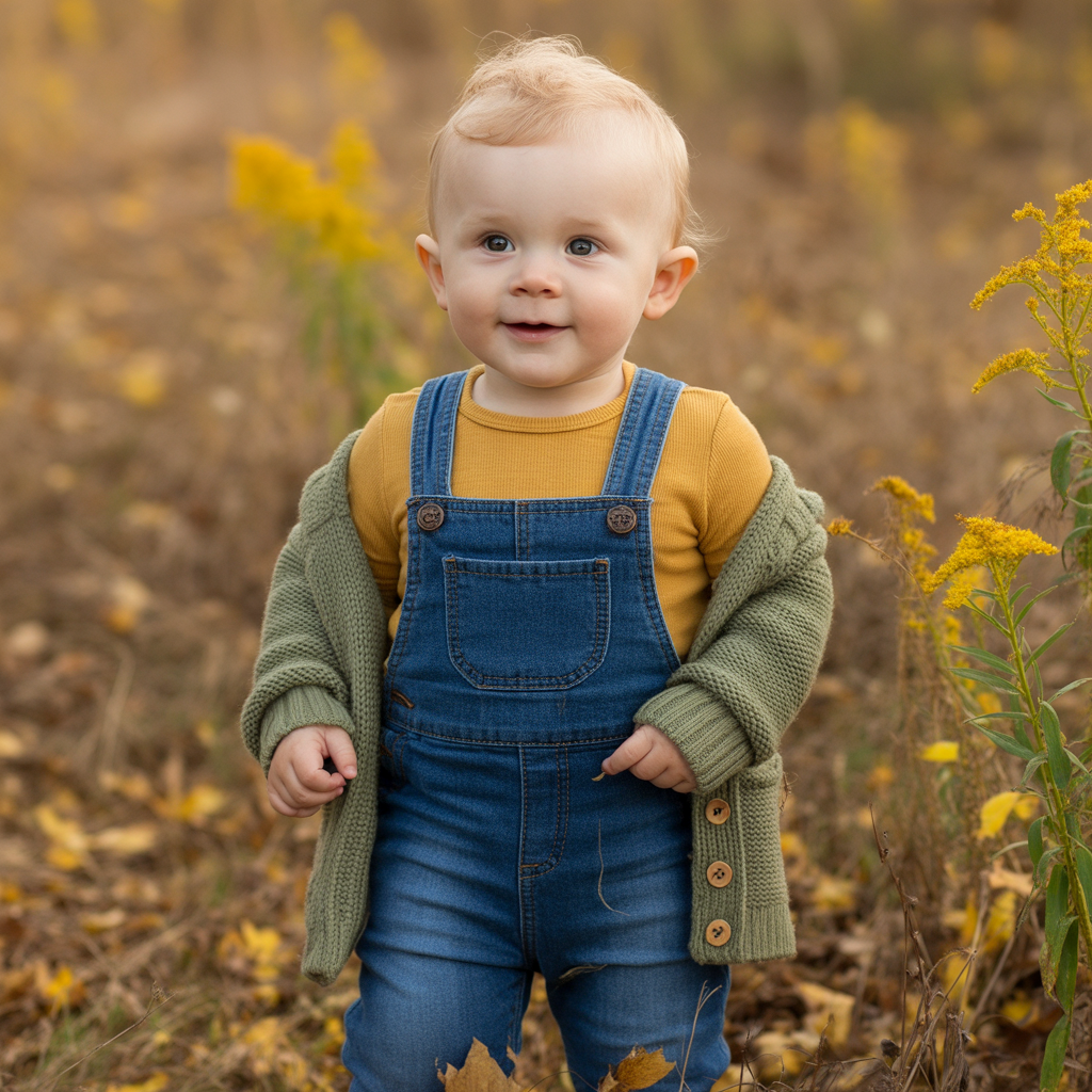 Baby Boy Fall Outfits: 25 Cozy and Stylish Ideas 1 “Baby boy dressed in a knit hooded sweater with leggings, cozy fall essential outfit.”
