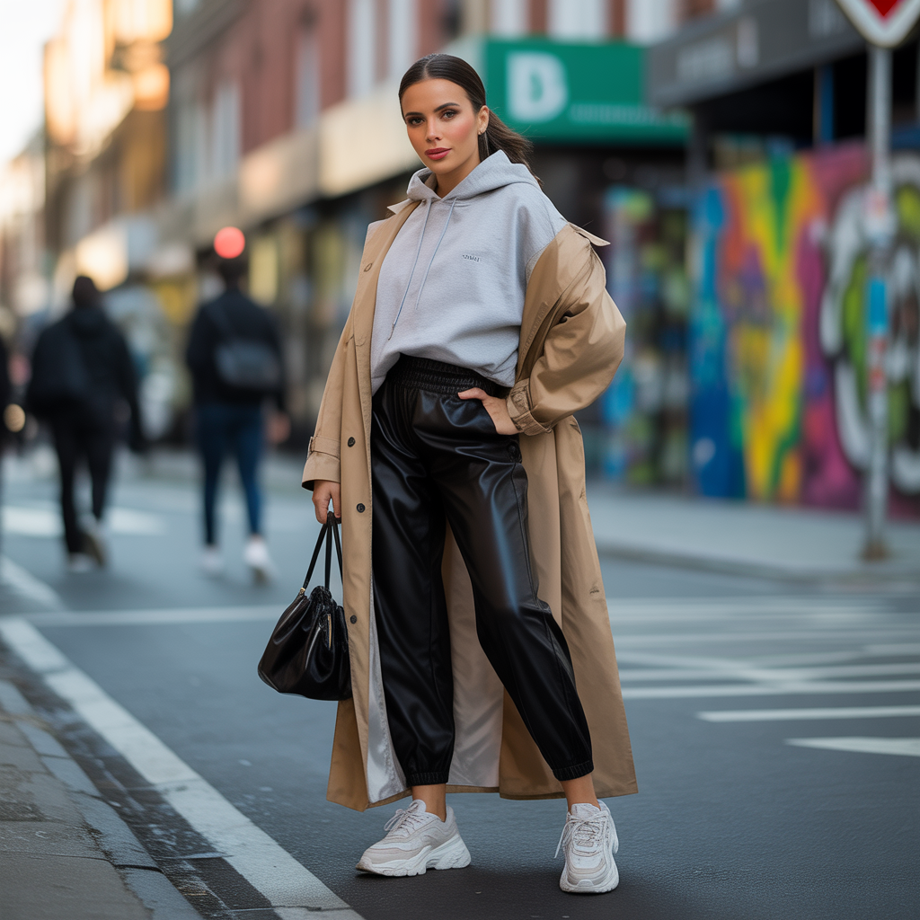 Early Fall Outfits Guide: From Summer to Autumn 10 Hoodie With Leather Pants