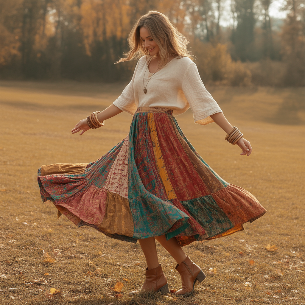 Patchwork Skirts with Simple Tops