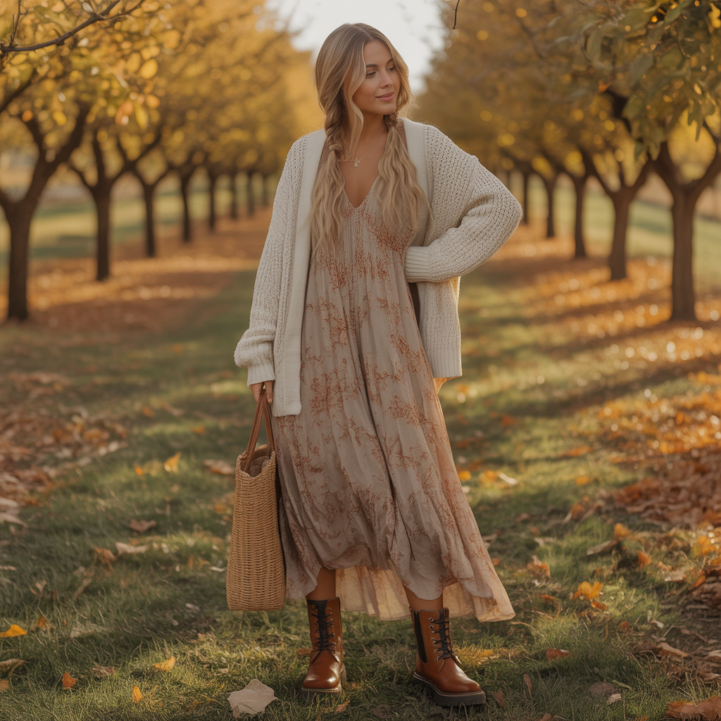 Casual Fall Outfits: 18 Cozy, Stylish, and Easy to Wear Ideas 17 Maxi Dresses with Chunky Boots