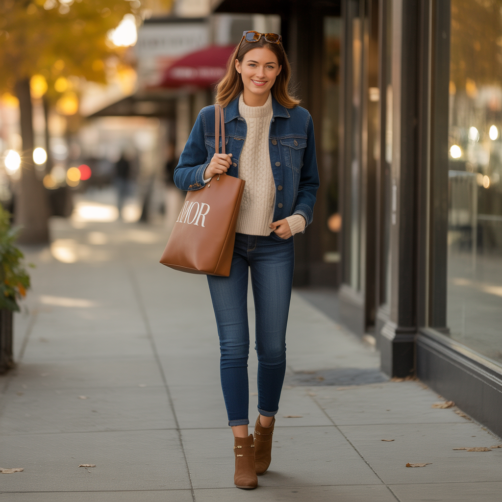 Casual Fall Outfits: 18 Cozy, Stylish, and Easy to Wear Ideas 1 Denim Jackets with Chunky Knit Sweaters