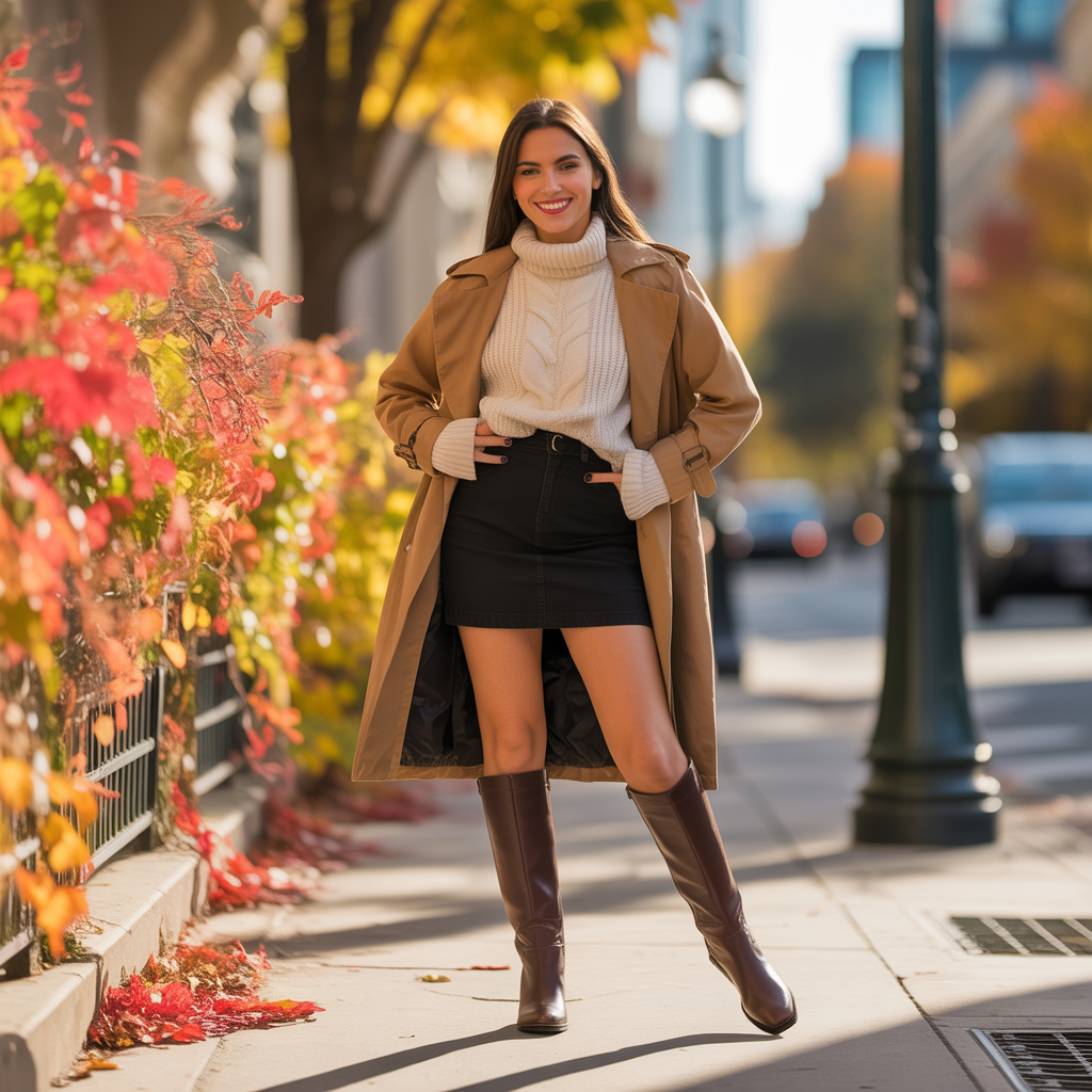 Fall Outfits with Skirts: 20 Stylish Looks for Autumn 15 Mini Skirt with Tall Boots