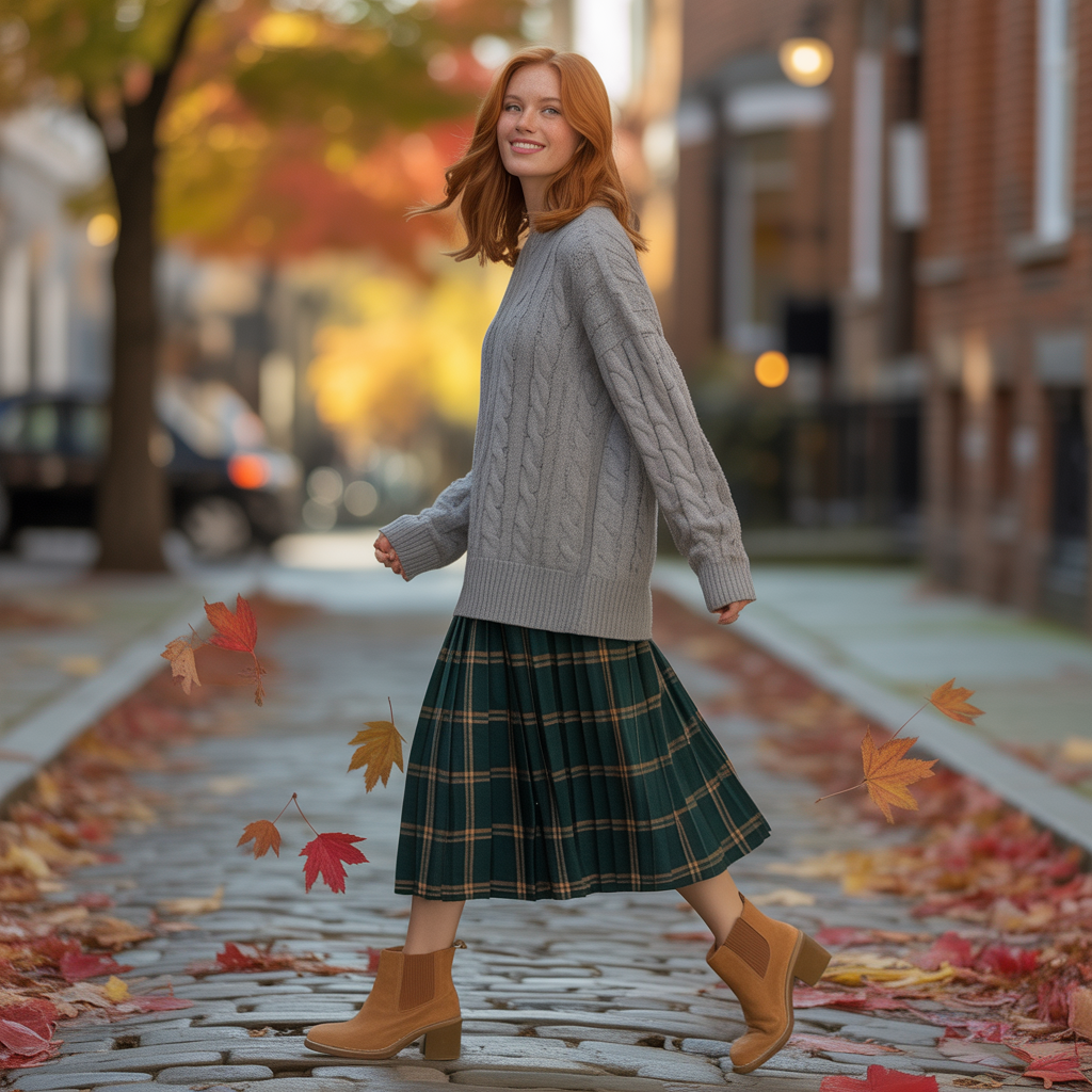 Fall Outfits with Skirts: 20 Stylish Looks for Autumn 1 Plaid Skirt with Oversized Sweater