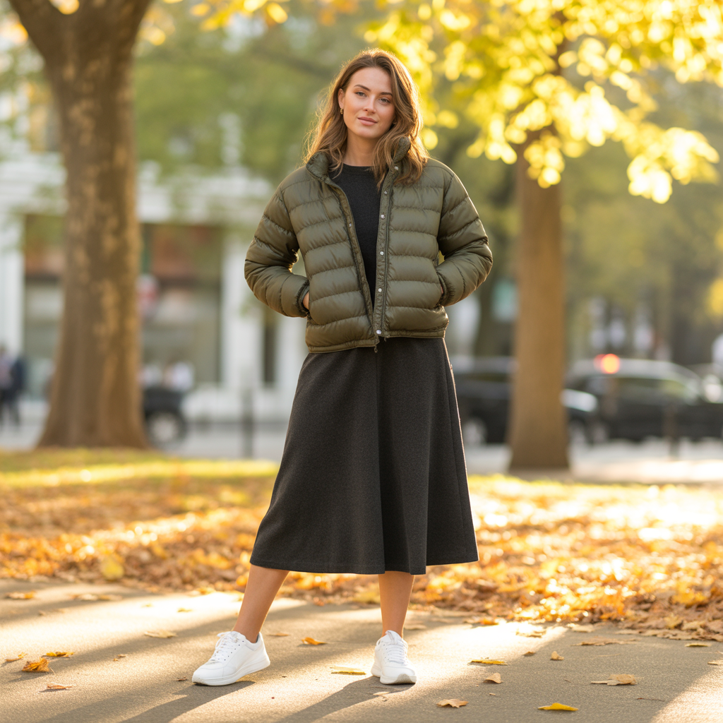 Fall Outfits with Skirts: 20 Stylish Looks for Autumn 17 Wool Skirt with Puffer Jacket