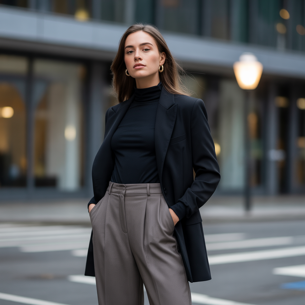 Turtleneck with Wide-Leg Trousers