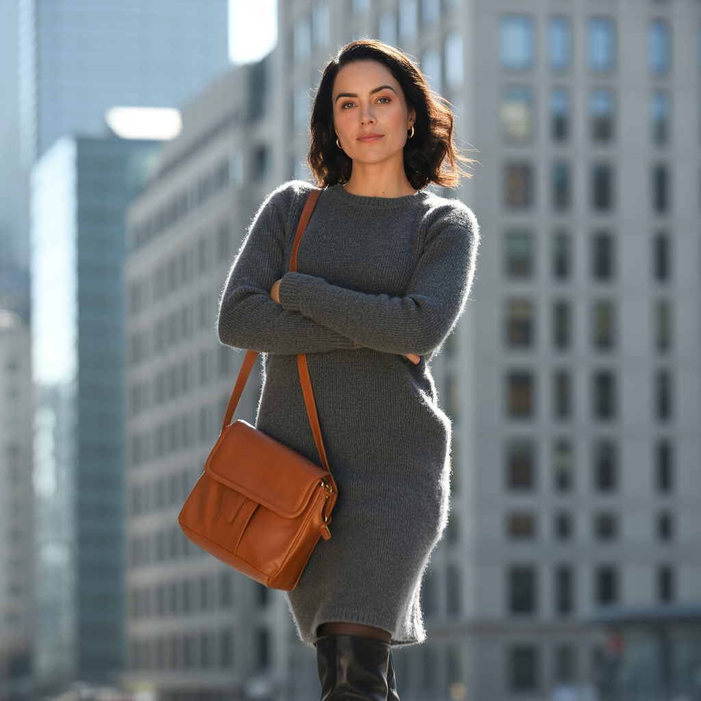 Early Fall Outfits Guide: From Summer to Autumn 19 Knit Dress With Ankle Boots