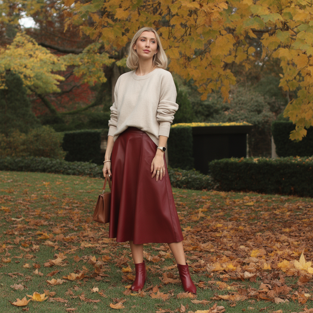 Cashmere Sweaters with Midi Skirts