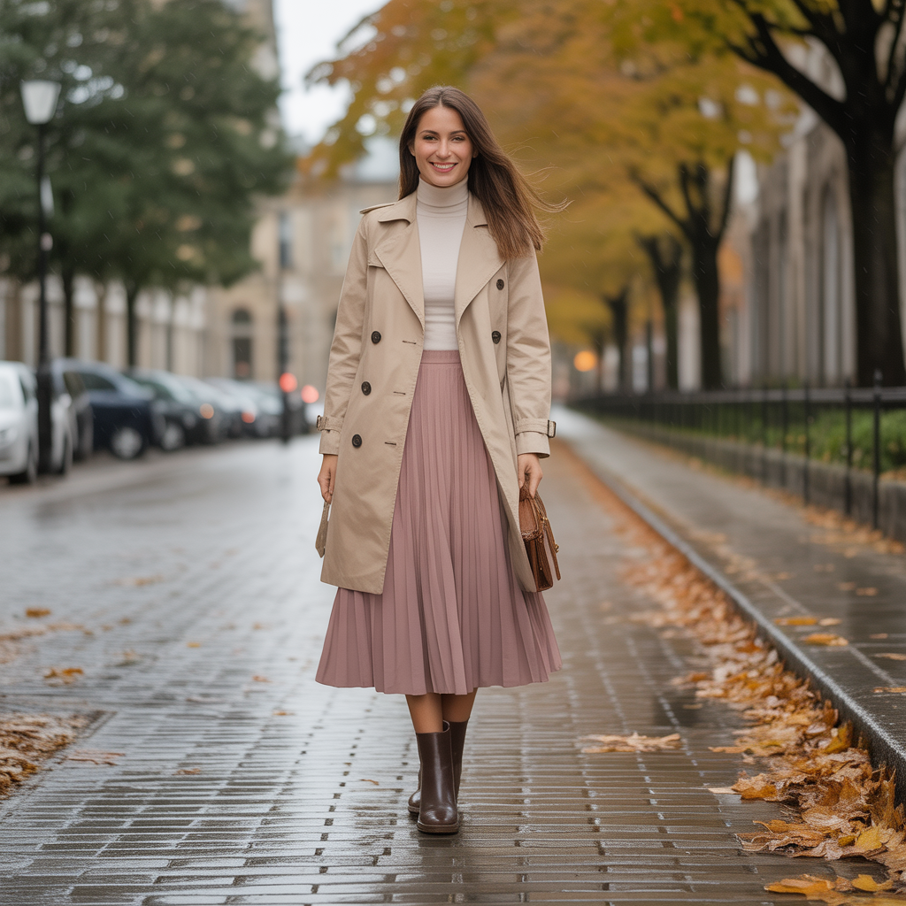 Fall Outfits with Skirts: 20 Stylish Looks for Autumn 18 Midi Skirt with Trench Coat