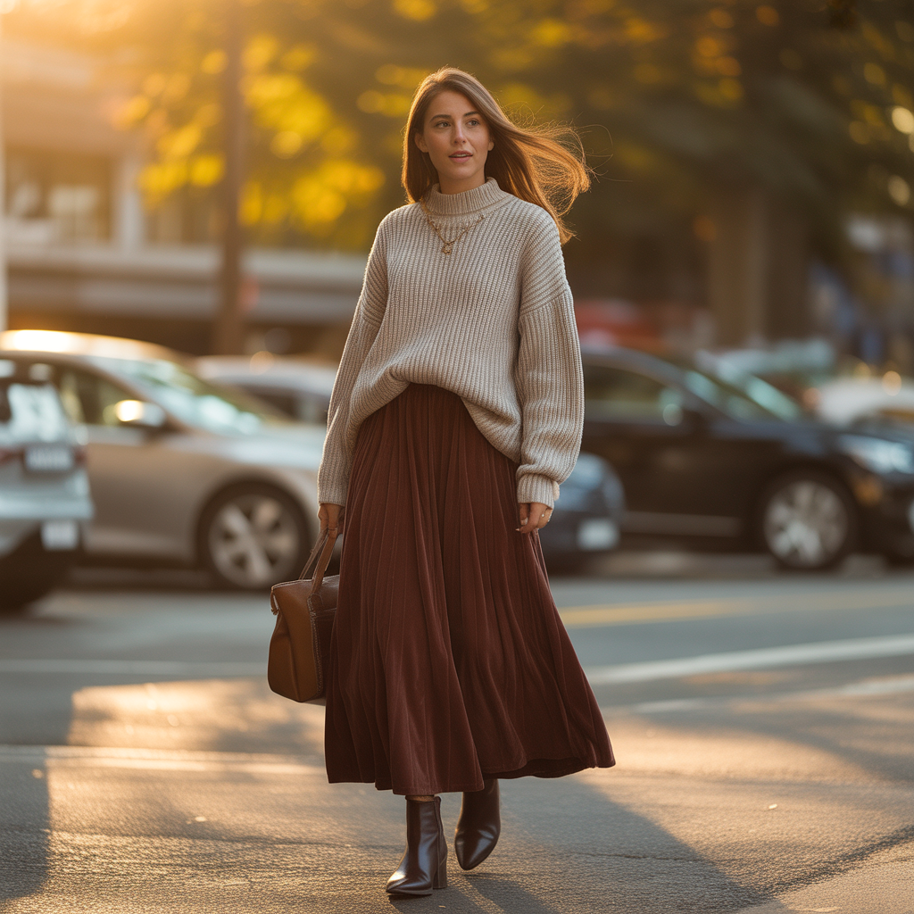 Fall Outfits with Skirts: 20 Stylish Looks for Autumn 6 Maxi Skirt with Chunky Knit