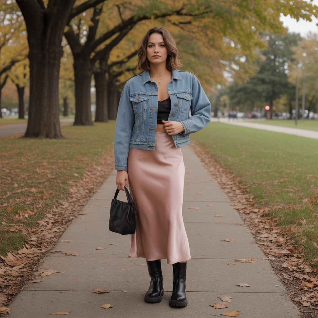Denim Jacket with Slip Skirt