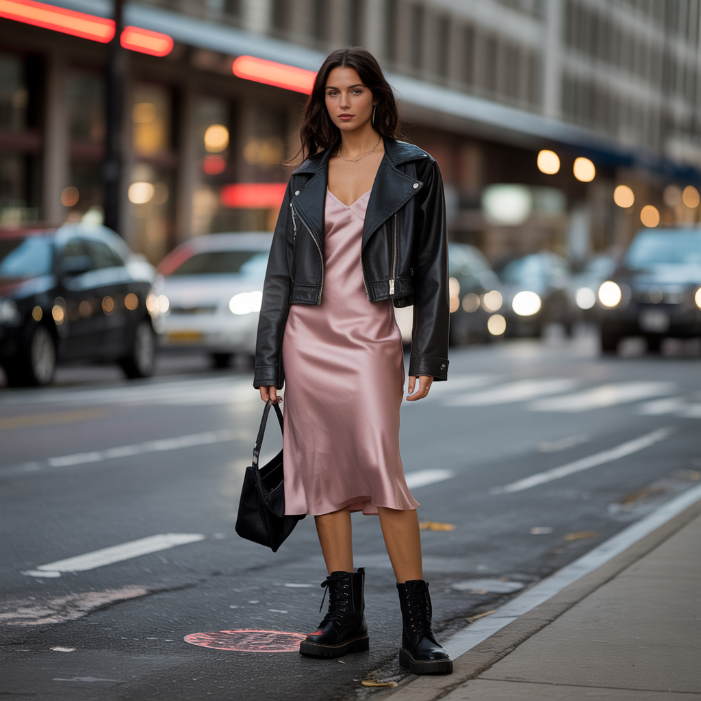 20 Edgy Fall Outfits to Rule Autumn Style 4 Combat Boots with Slip Dresses