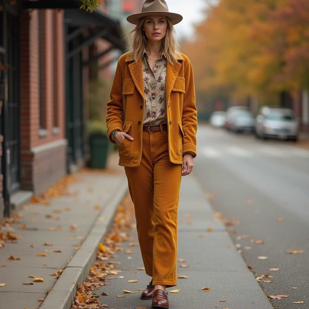 Corduroy Jackets with Straight-Leg Pants