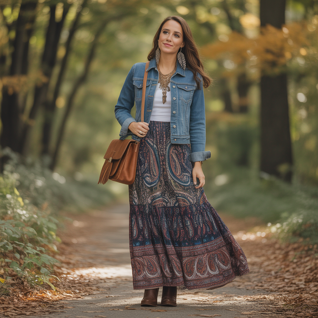 Maxi Skirts with Denim Jackets
