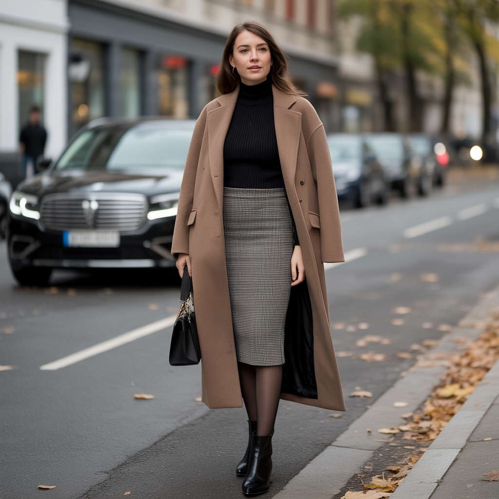 Fall Outfits with Skirts: 20 Stylish Looks for Autumn 13 Pencil Skirt with Oversized Coat