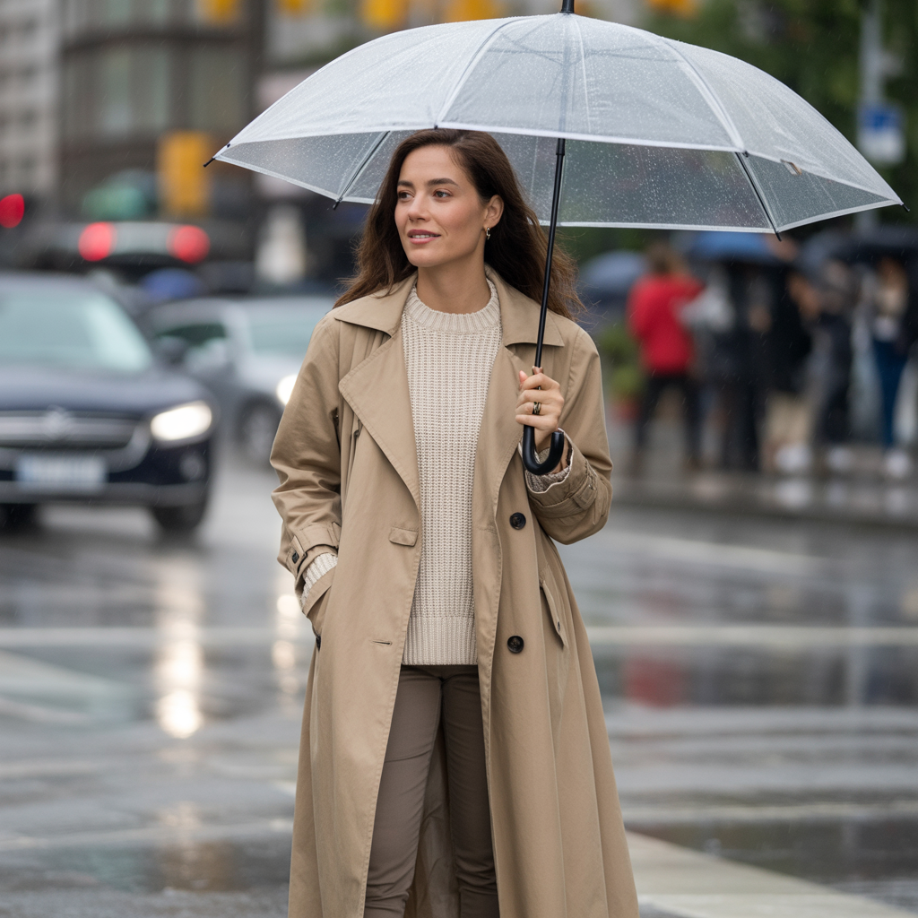 Early Fall Outfits Guide: From Summer to Autumn 16 Trench Coat With Lightweight Sweater