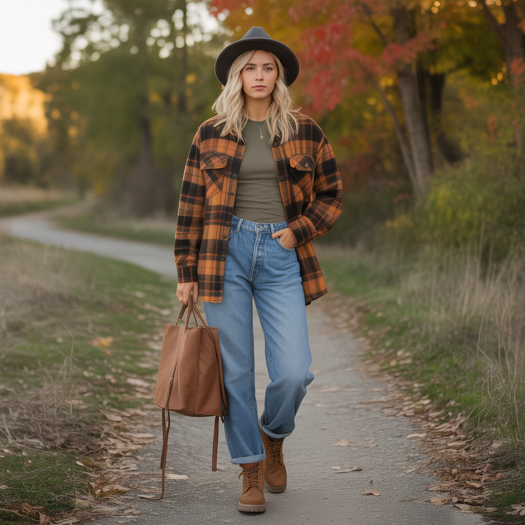 Casual Fall Outfits: 18 Cozy, Stylish, and Easy to Wear Ideas 2 Oversized Flannels with Straight-Leg Jeans