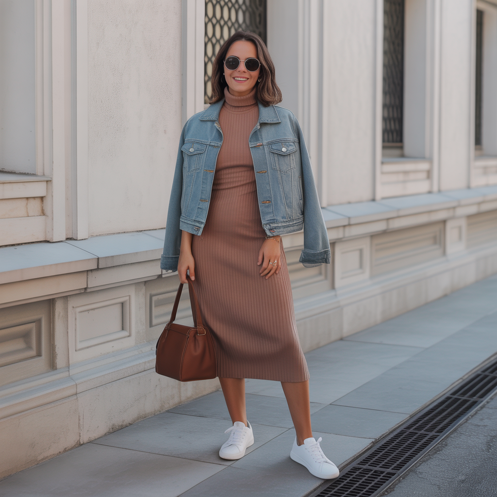 Casual Fall Outfits: 18 Cozy, Stylish, and Easy to Wear Ideas 11 Turtleneck Dresses with Sneakers