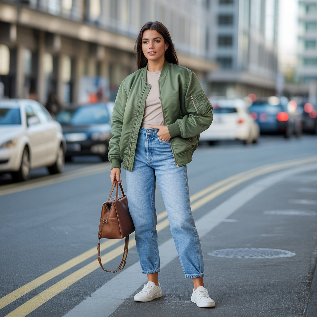 Casual Fall Outfits: 18 Cozy, Stylish, and Easy to Wear Ideas 18 Bomber Jackets with High-Waist Denim