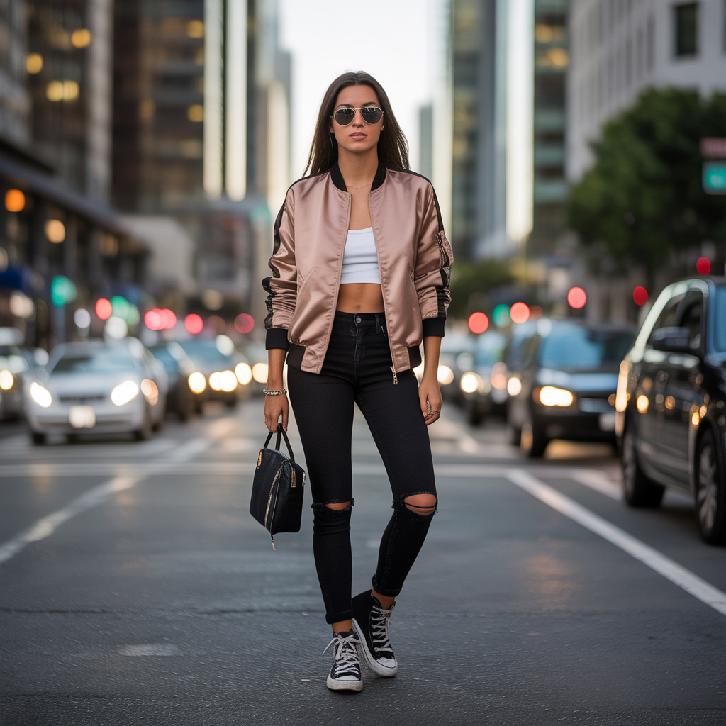 20 Edgy Fall Outfits to Rule Autumn Style 17 Bomber Jackets with Skinny Jeans