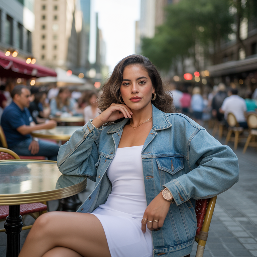 Bodycon Dress with Denim Jacket