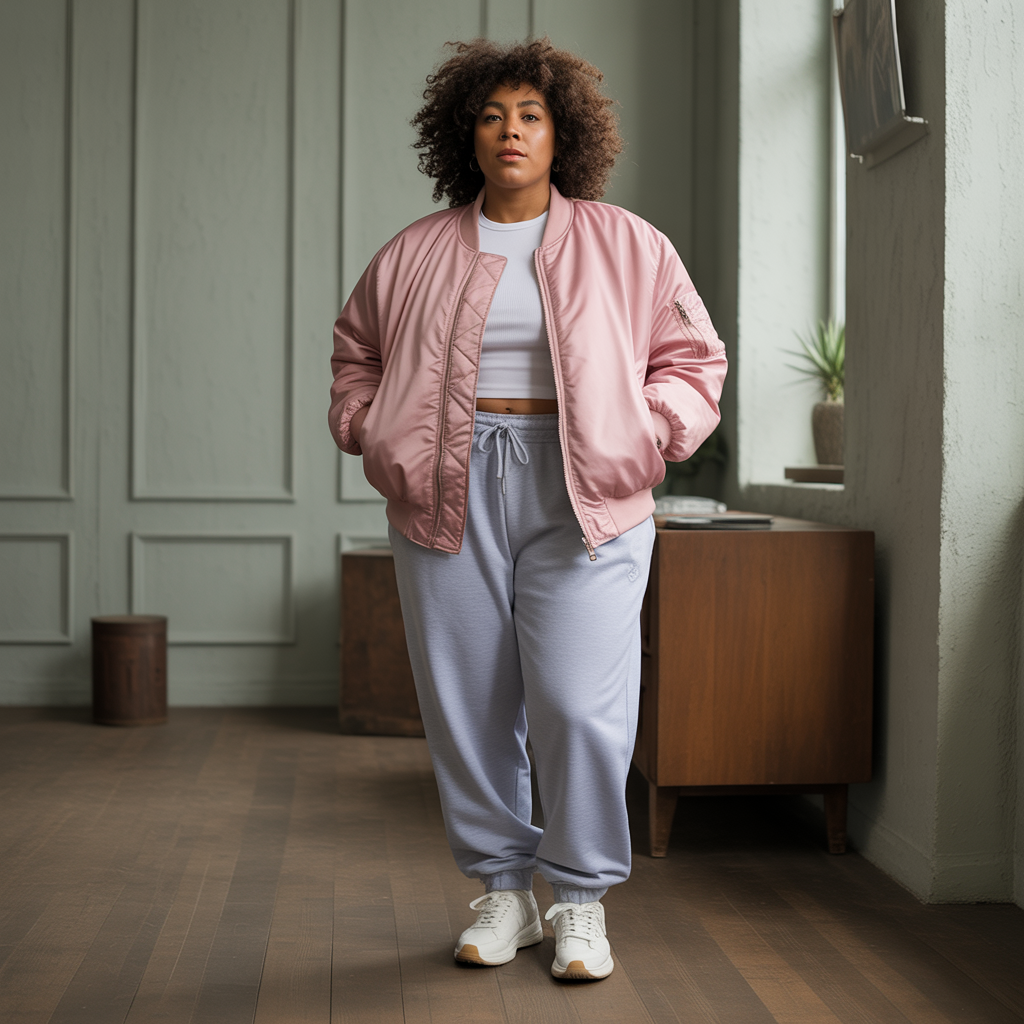 18 Best Plus Size Masc Outfit Ideas for Every Occasion 12 Bomber Jacket with Joggers