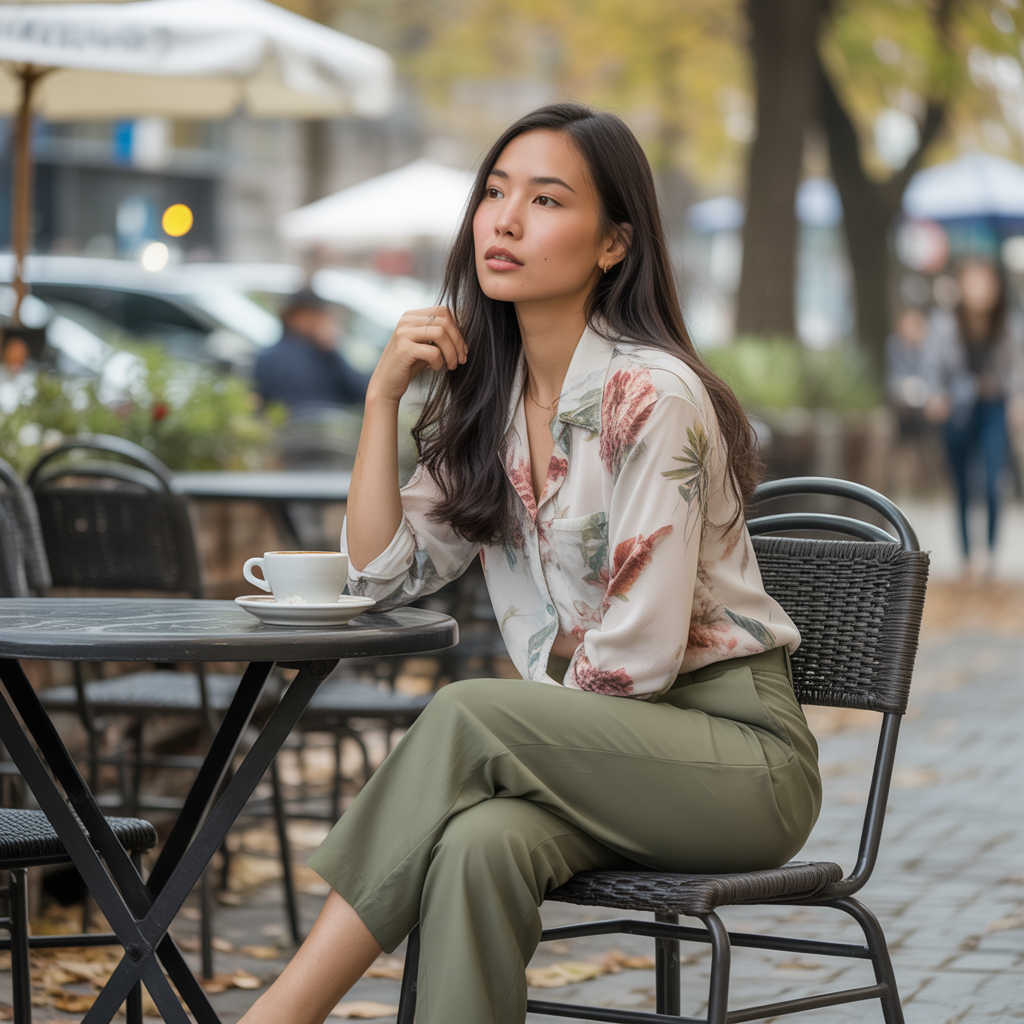 Button-Up Shirt with Cropped Trousers
