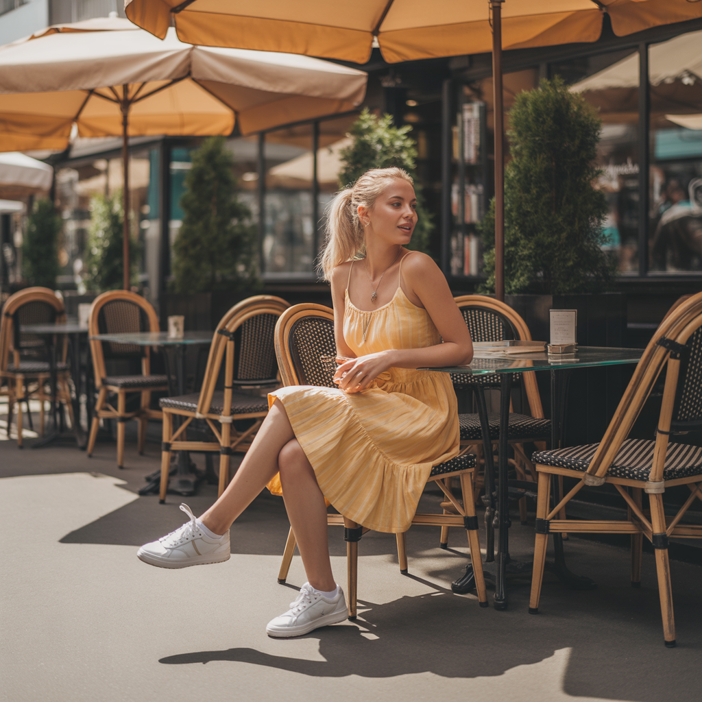 20 Best First Day of College Outfit Ideas to Look Stylish 10 Casual Dress with Sneakers