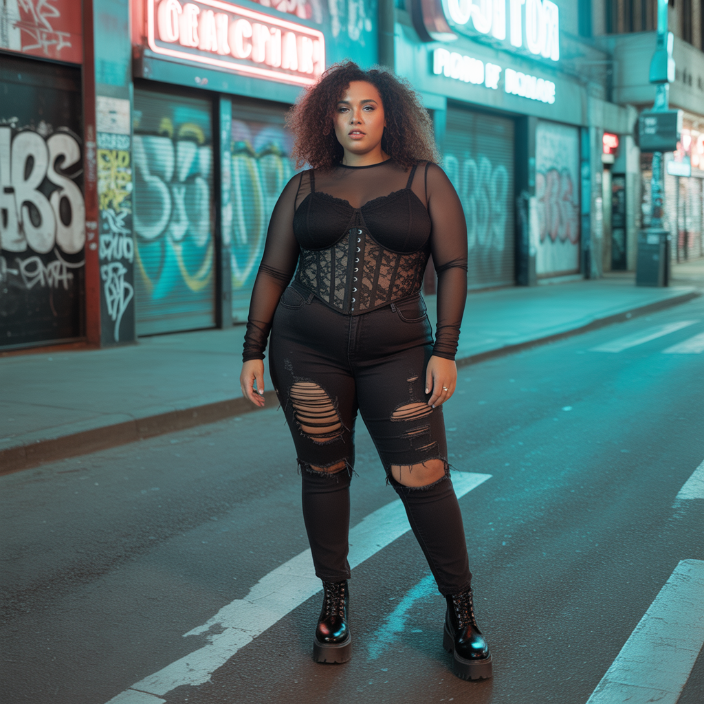 15 Best Plus Size Goth Outfit Ideas to Rock Your Dark Style 1 Casual Goth Streetwear