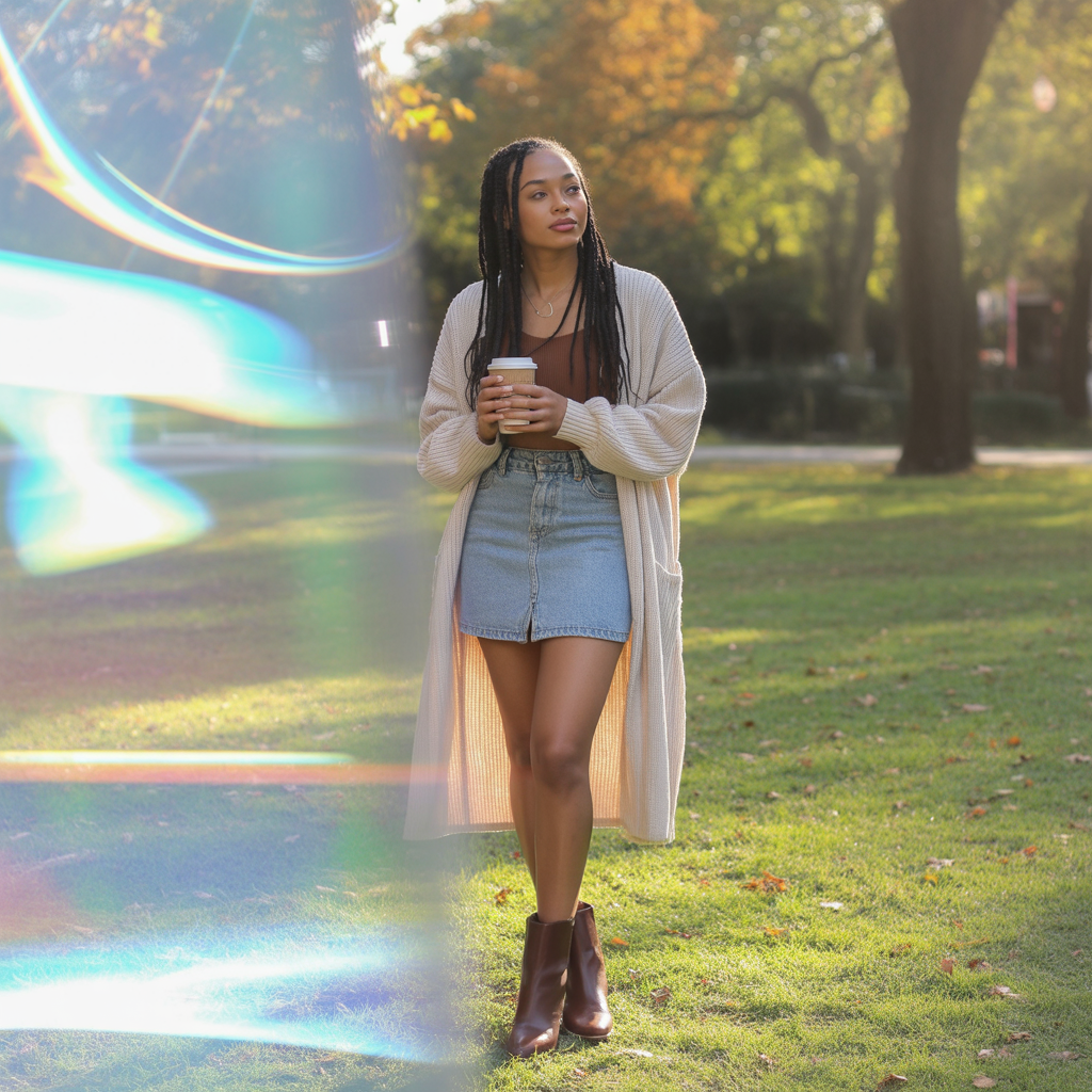 18 Best College Outfit Ideas Aesthetic for Stylish Students 12 Denim Skirt with Cardigan