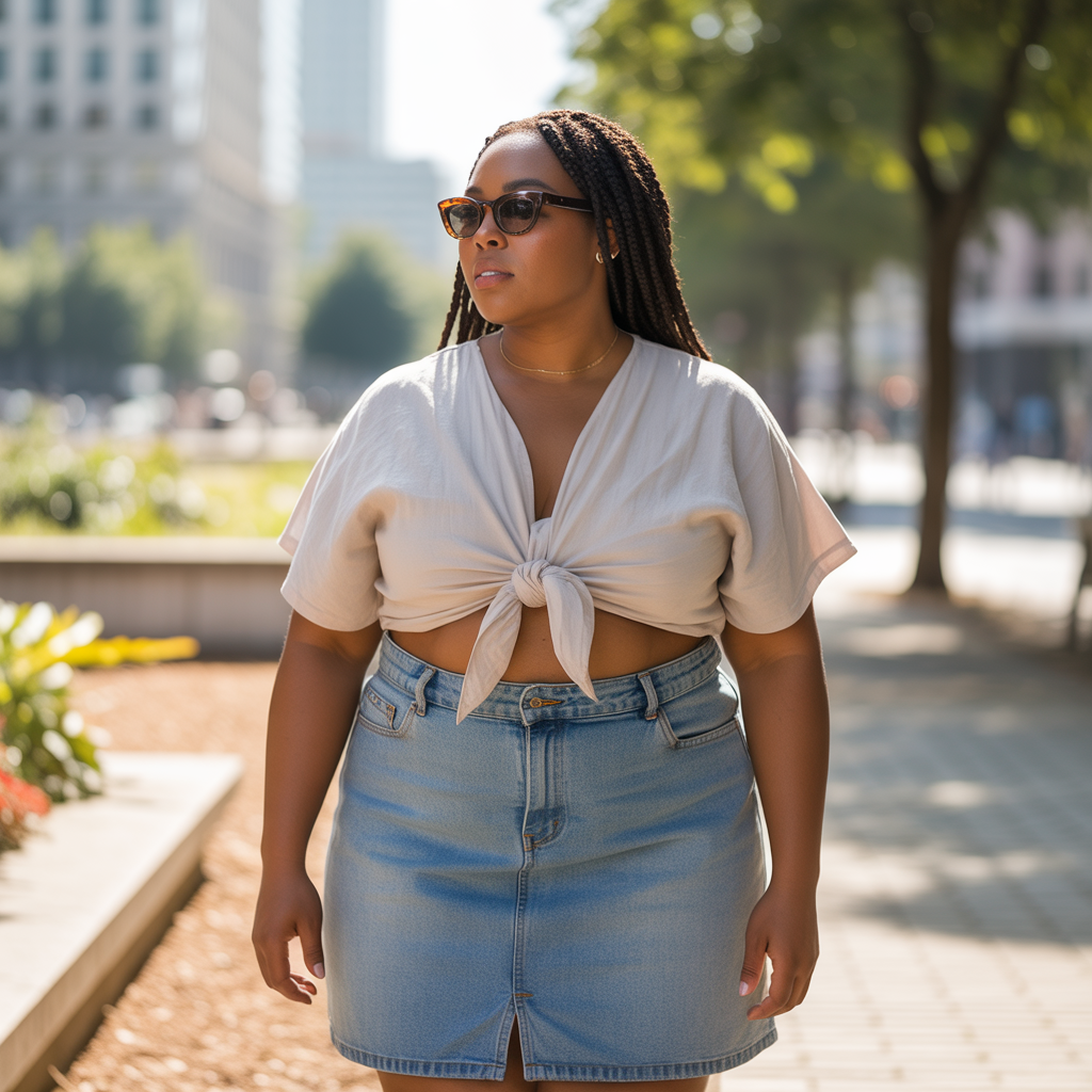 18 Best Plus Size Country Concert Outfit Ideas for Every Season 12 Denim Skirts with Tucked-In Tops