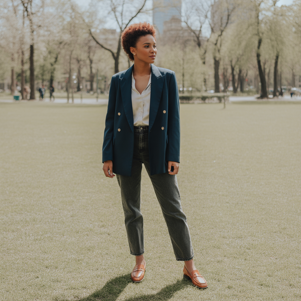 Double-Breasted Blazer Look