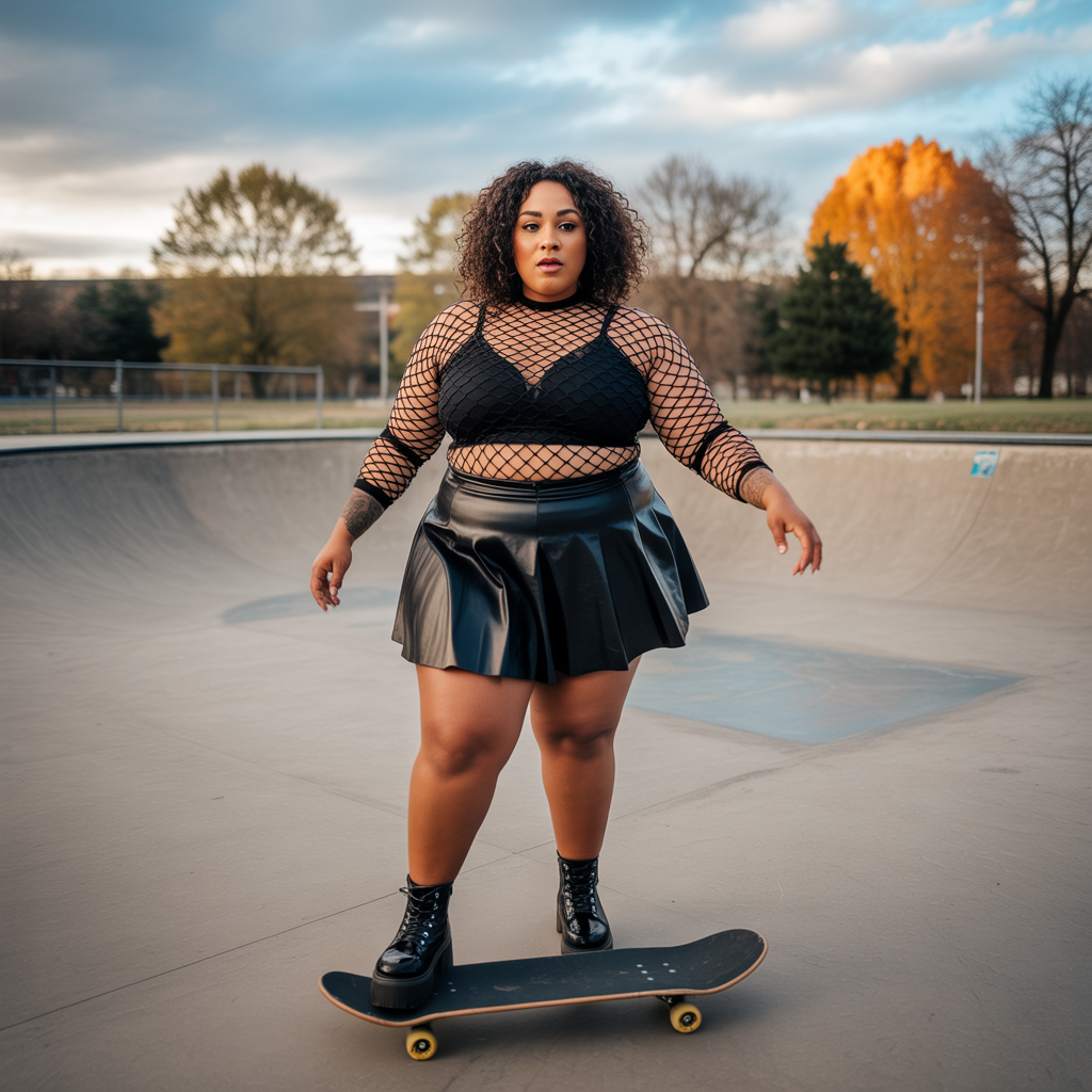 15 Best Plus Size Goth Outfit Ideas to Rock Your Dark Style 12 Goth Skater Outfit