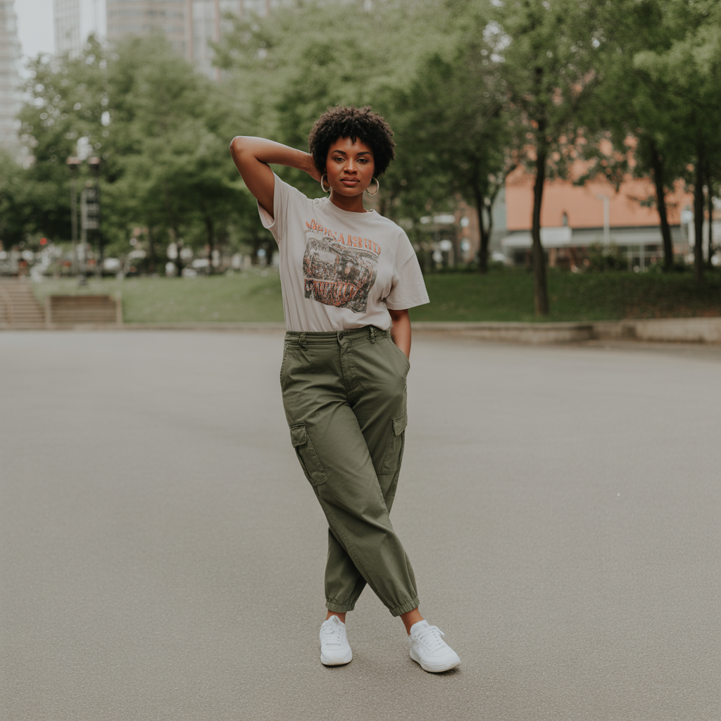 18 Best College Outfit Ideas Aesthetic for Stylish Students 2 Graphic Tee with Cargo Pants