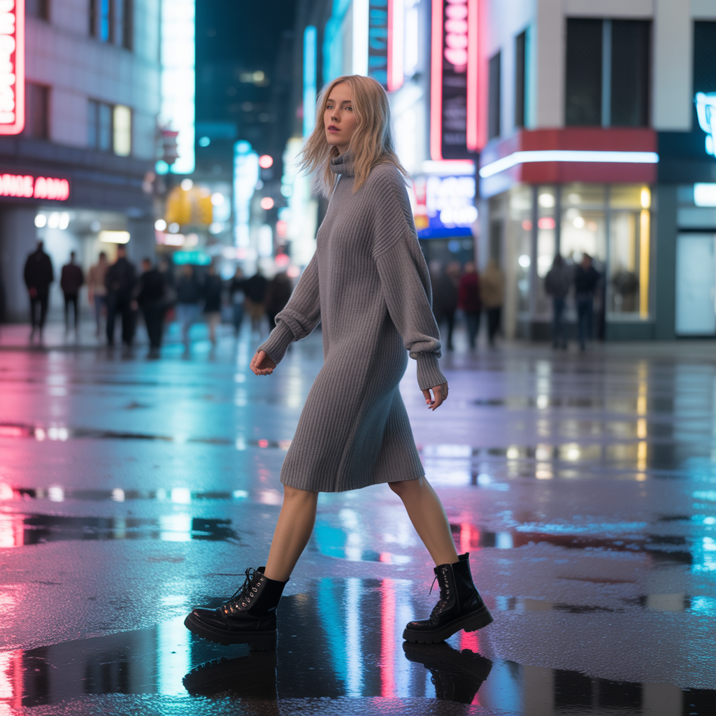 Knit Dress with Boots