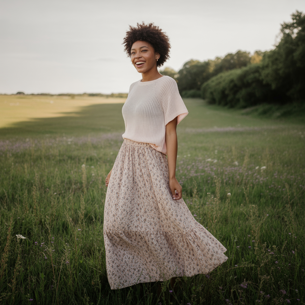 Maxi Skirt with Soft Knit Top