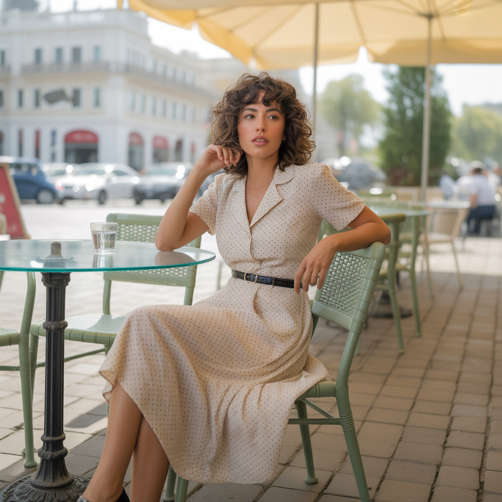 Midi Dress with Belted Waist